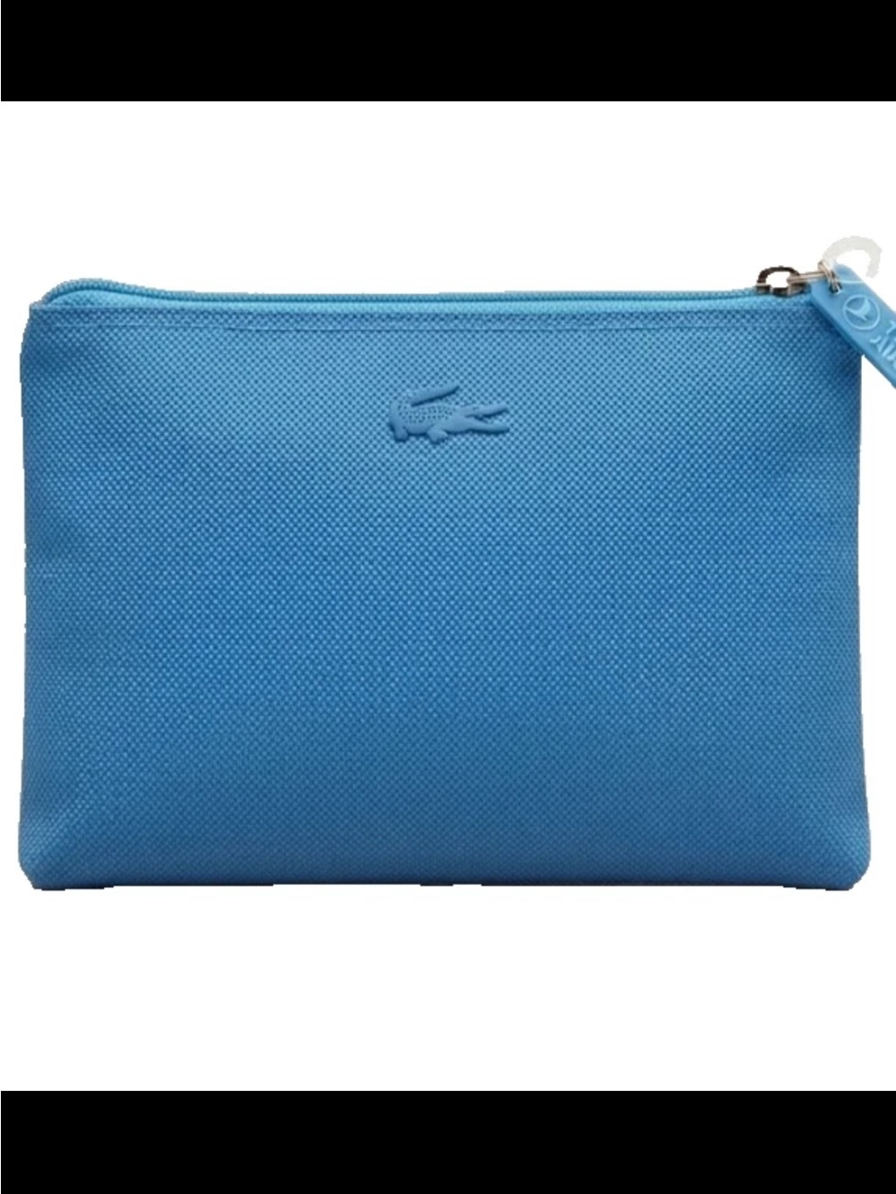 Lacoste Light Blue Textured Zip Toiletry Pouch NEW